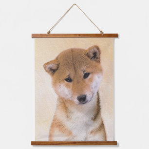 Tapisserie Suspendue Peinture Shiba Inu (Rouge) - Art Chien original