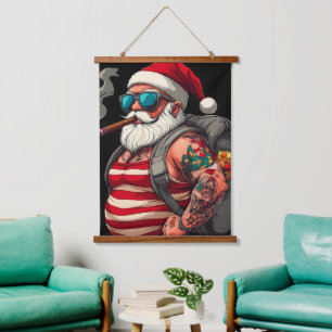 Tapisserie Suspendue Père Noël de Noël tatoué Street Rebel