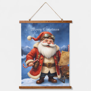 Tapisserie Suspendue Père Noël Steampunk – Aventure de Noël Vintage