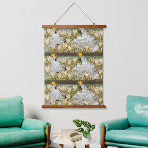 Tapisserie Suspendue Perroquet Cacatoès Vert Sauge Vintage Art Magnolia