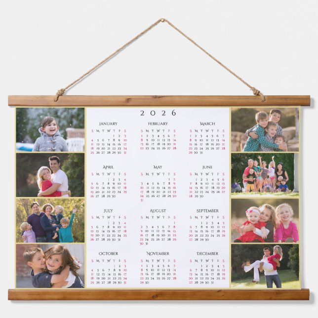 Tapisserie Suspendue Personalized 8 Photo Collage 2026 Family Calendar (Devant)
