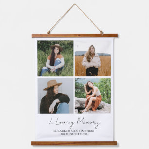 Tapisserie Suspendue Personnalisé 4 Photo Collage Funérailles En Mémoir