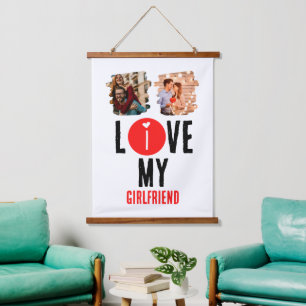 Tapisserie Suspendue Personnalisé Unique 2 photo Collage I Love My Girl