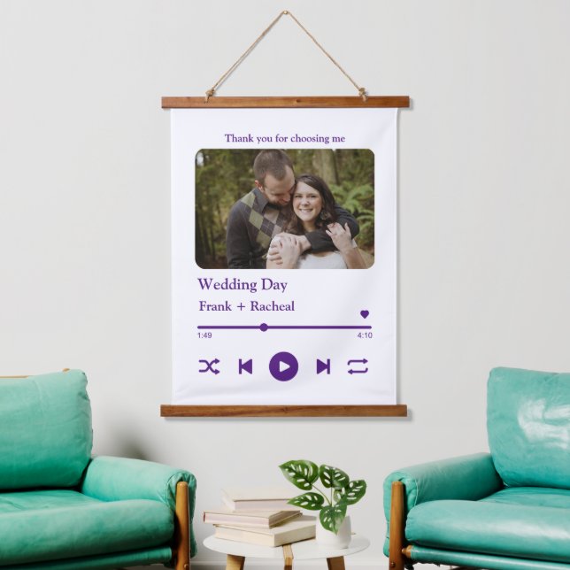 Tapisserie Suspendue Photo de la playlist de la chanson personnalisée m (Salon)