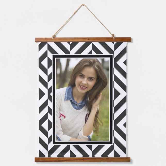 Tapisserie Suspendue Photo Motif Diamant noir et blanc (Recto)