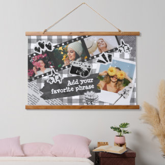 Tapisserie Suspendue Photo personnalisé de film rétro Y2K en noir et bl