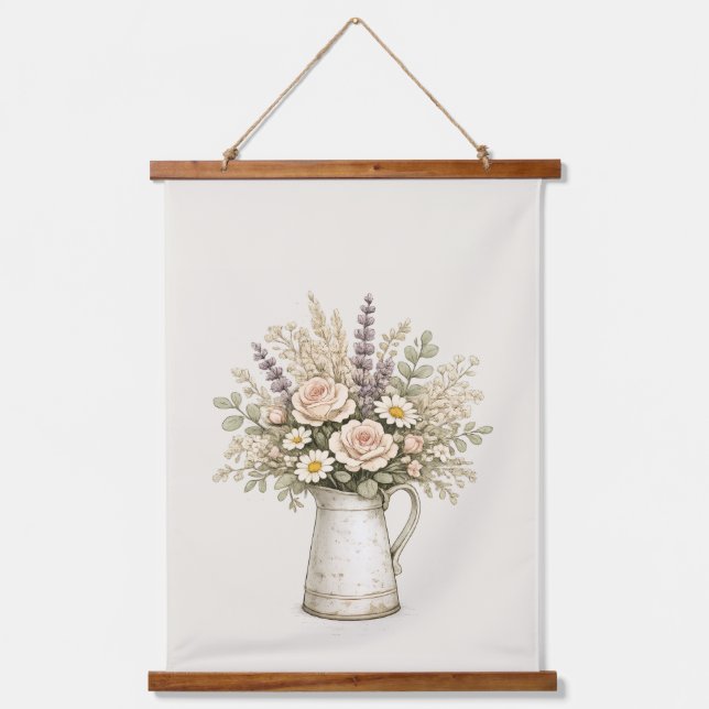 Tapisserie Suspendue Pichet Floral Rustique (Recto)