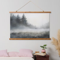 Pine Arbres Pré Faible Fog Lying