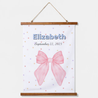 Tapisserie Suspendue Pink Bow Personnalisé Nom Fille