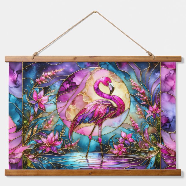 Tapisserie Suspendue Pink Flamingo Stained Glass Mosaic (Devant)