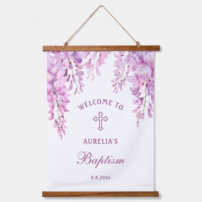 Tapisserie Suspendue Pink Wisteria Baptism Welcome (Recto)