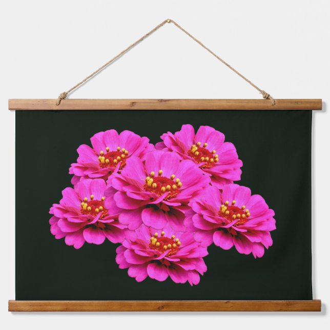 Tapisserie Suspendue Pink Zinnia Flower Bouquet  (Devant)