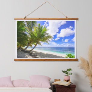 Tapisserie Suspendue Plage de belle île tropicale avec des palmiers