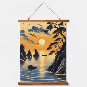 Tapisserie Suspendue Plage d'encre japonaise Sunset Sunrise Côte côtièr