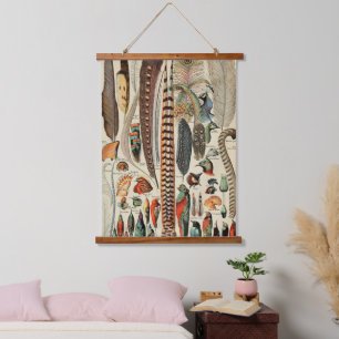 Tapisserie Suspendue Plumes d'oiseau sauvage Antique Faune