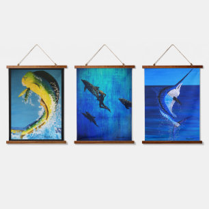 Tapisserie Suspendue Poisson dauphin, dauphins secourus, marlin