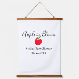 Tapisserie Suspendue Pomme en fleurs Baby Shower pomme rouge nom date 