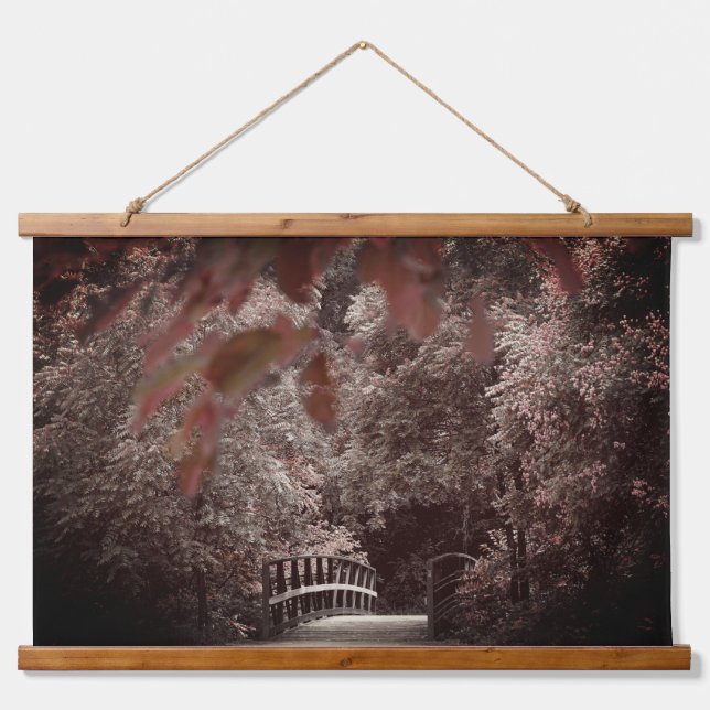 Tapisserie Suspendue Pont Rustique Beaux arbres Nature Paysage (Devant)