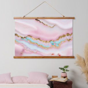 Tapisserie Suspendue Porte Marbre Populaire Blue Rose Collection Or