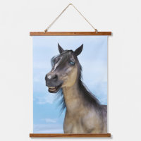 Portrait d'art humoristique de cheval souriant