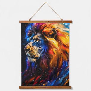 Tapisserie Suspendue Portrait de lion de faune cosmique abstrait