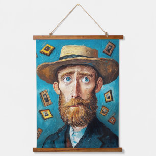 Tapisserie Suspendue Portrait expressif Homme à tête brune en style Van