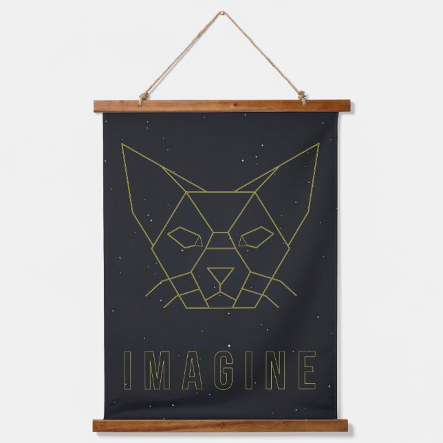Tapisserie Suspendue Poster d'affirmation origami chat avec mot imagine (Recto)