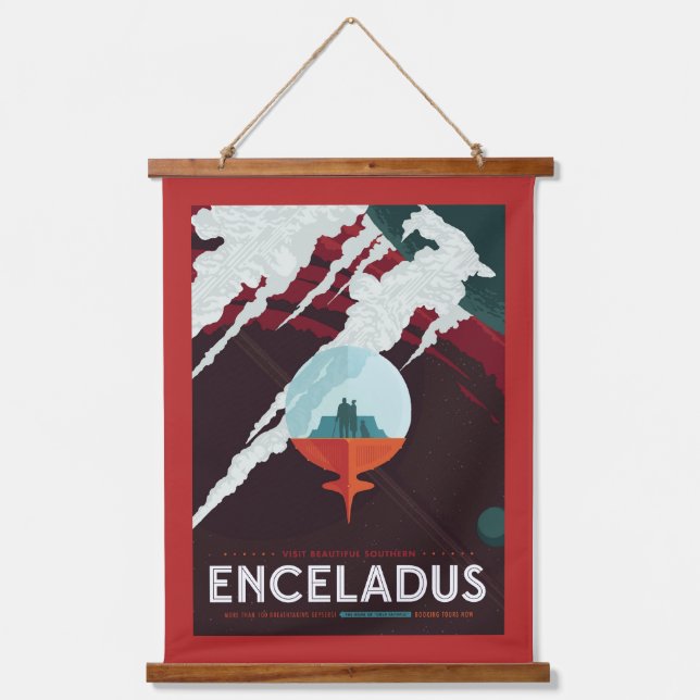 Tapisserie Suspendue Poster Espace Rétro Mission Cassini À Saturne (Recto)