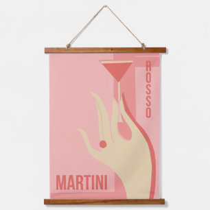 Tapisserie Suspendue Poster vintage martini rouge rose