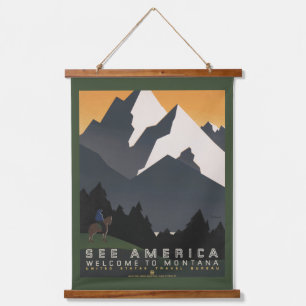 Tapisserie Suspendue Poster vintage Promouvoir Les Voyages Au Montana.