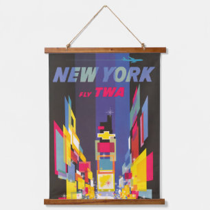 Tapisserie Suspendue Poster Vintage voyage, Fly Twa, New York