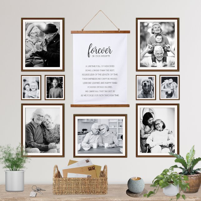 Tapisserie Suspendue Pour toujours dans nos coeurs Souvenez-vous de l'a (forever in our hearts sympathy gift remembrance wall art home decor keepsake typography family decor)