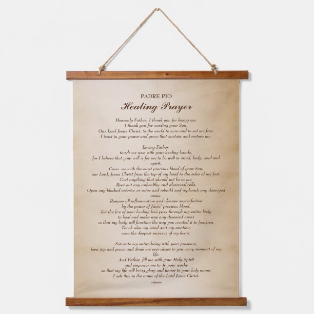 Tapisserie Suspendue Prière Saint Padre Pio pour la guérison (Recto)