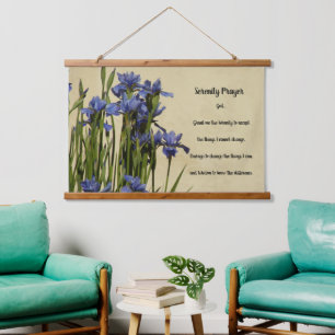 Tapisserie Suspendue Prière Sérénité Blue Irises Floral