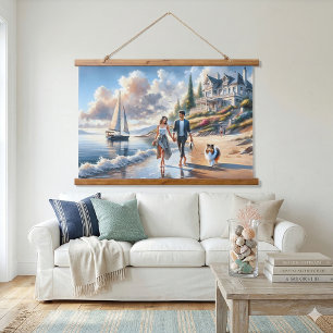 Tapisserie Suspendue Promenade au coucher du soleil dans un cottage rom