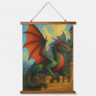 Tapisserie Suspendue Protecteur de château de dragon médiéval