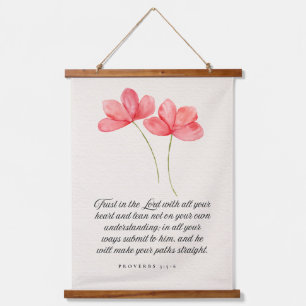 Tapisserie Suspendue Proverbes 3:5–6 Fleur rose Confiance au Seigneur