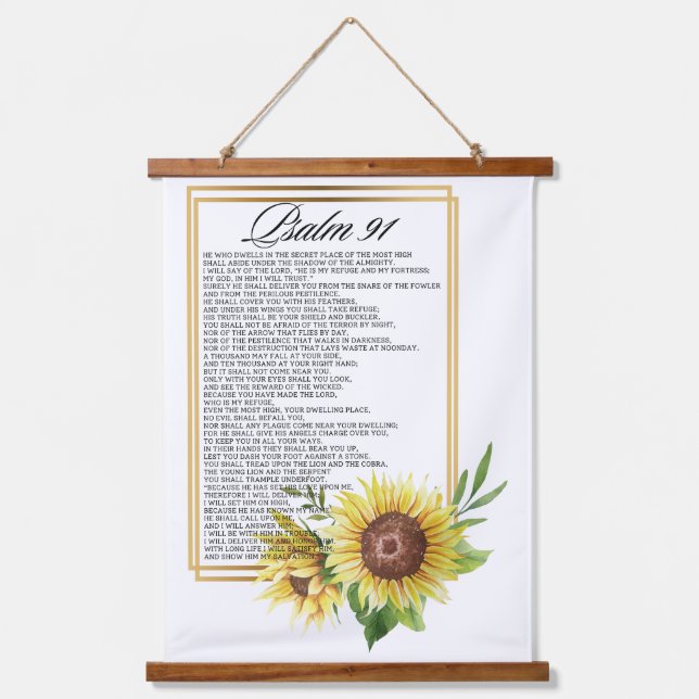 Tapisserie Suspendue Psalm 91 Watercolor Sunflower Frame Scriptures (Recto)