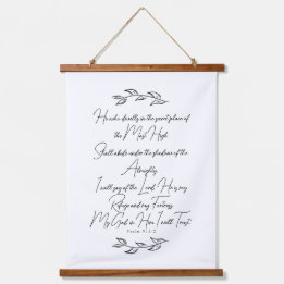 Tapisserie Suspendue Psaume 91 Bible Art avec Feuille botanique Christi