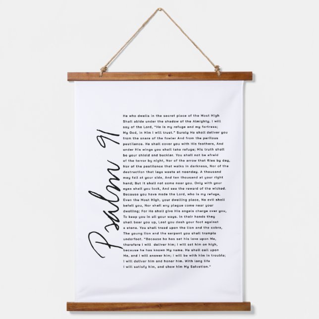 Tapisserie Suspendue Psaume 91 Police Bible Versets Wood Scroll (Recto)