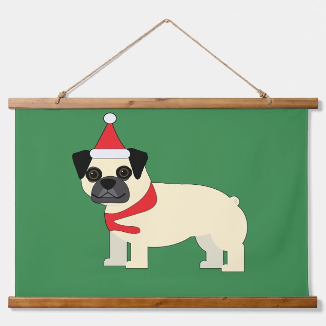 Tapisserie Suspendue Pug de Noël (Devant)