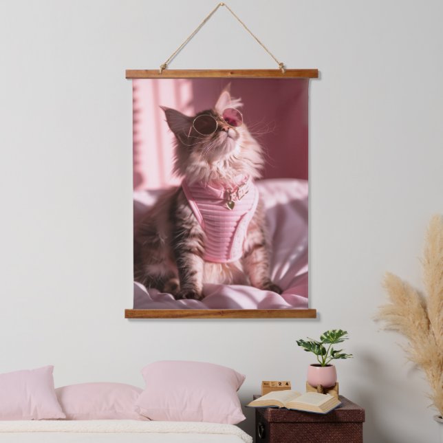 Tapisserie Suspendue Purfection rose : Chic Chat dans le style (Chambre à coucher)