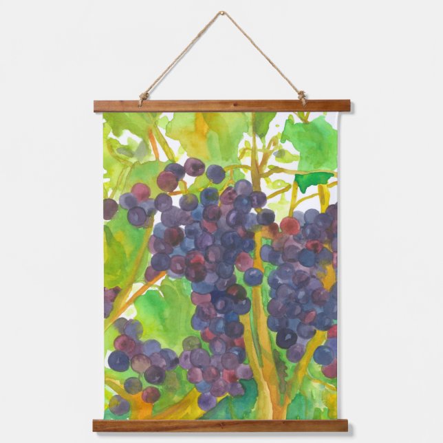 Tapisserie Suspendue Raisins De Vin Sur L'Aquarelle De Vin (Recto)