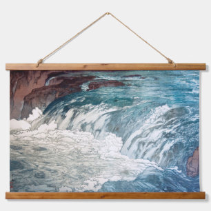 Tapisserie Suspendue Rapides, Hiroshi Yoshida, Gravure sur bois
