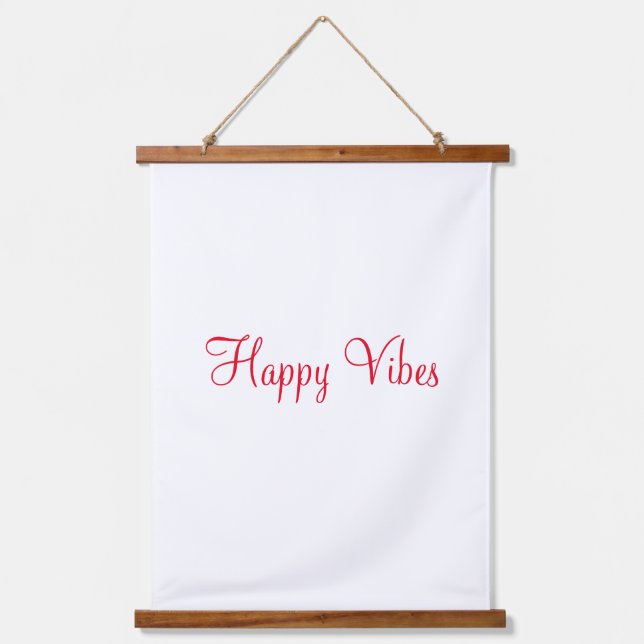 Tapisserie Suspendue Red happy vibes vacances simple minimum calligraph (Recto)