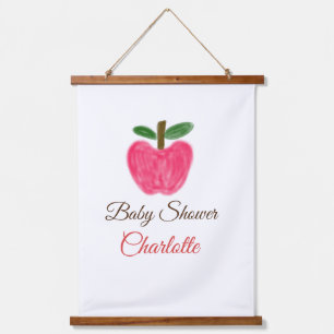 Tapisserie Suspendue Red Watercolor pomme baby shower ajouter nom titre