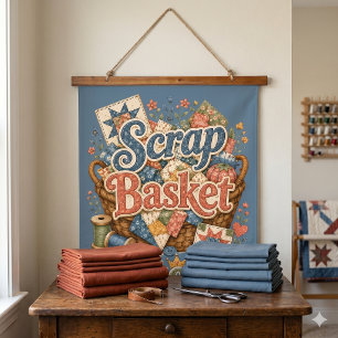 Tapisserie Suspendue Reine du panier à tissus Quilter Cottagecore