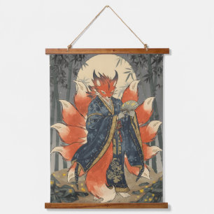Tapisserie Suspendue Renard à neuf queues Kitsune Art de la mythologi