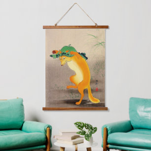 Tapisserie Suspendue Renard dansant Ohara Koson 1910