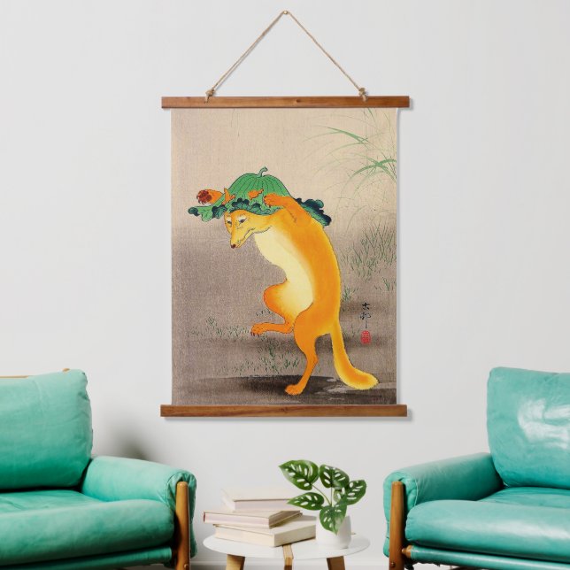 Tapisserie Suspendue Renard dansant Ohara Koson 1910 (Salon)